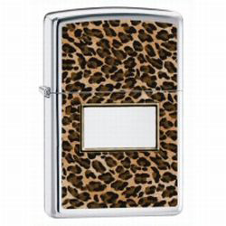 Leopard Print Polished Chrome Lighter