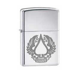 Lucky Wings High Polish Chrome Lighter